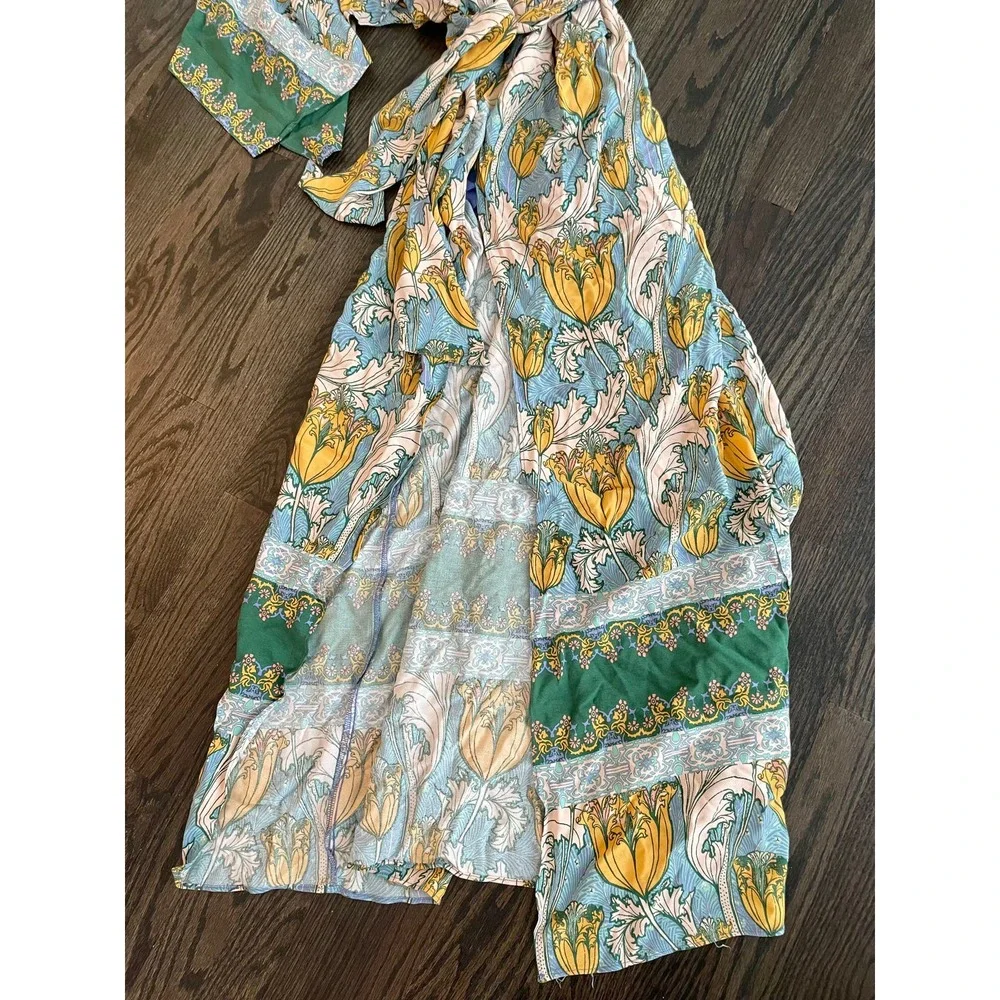 Free People Pardon My French Maxi Wrap Green Patterned Dress XS - Picture 6 of 7